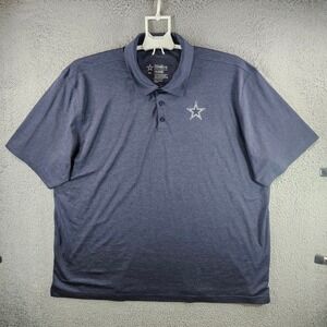 Dallas Cowboys Authentic Mens 4XL Polo Shirt Gray Heathered Short Sleeve Star